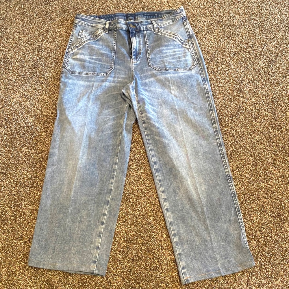 J. Jill Jeans High-Rise Straight Leg Ankle Casual Women 16 Blue Denim Stretch